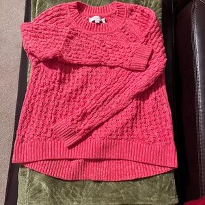 LOFT Textured Knit Sweater in Vibrant Pink